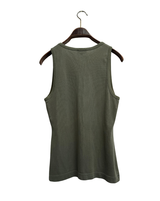 Dries Van Noten Vintage Khaki Cotton Tank Top Size L