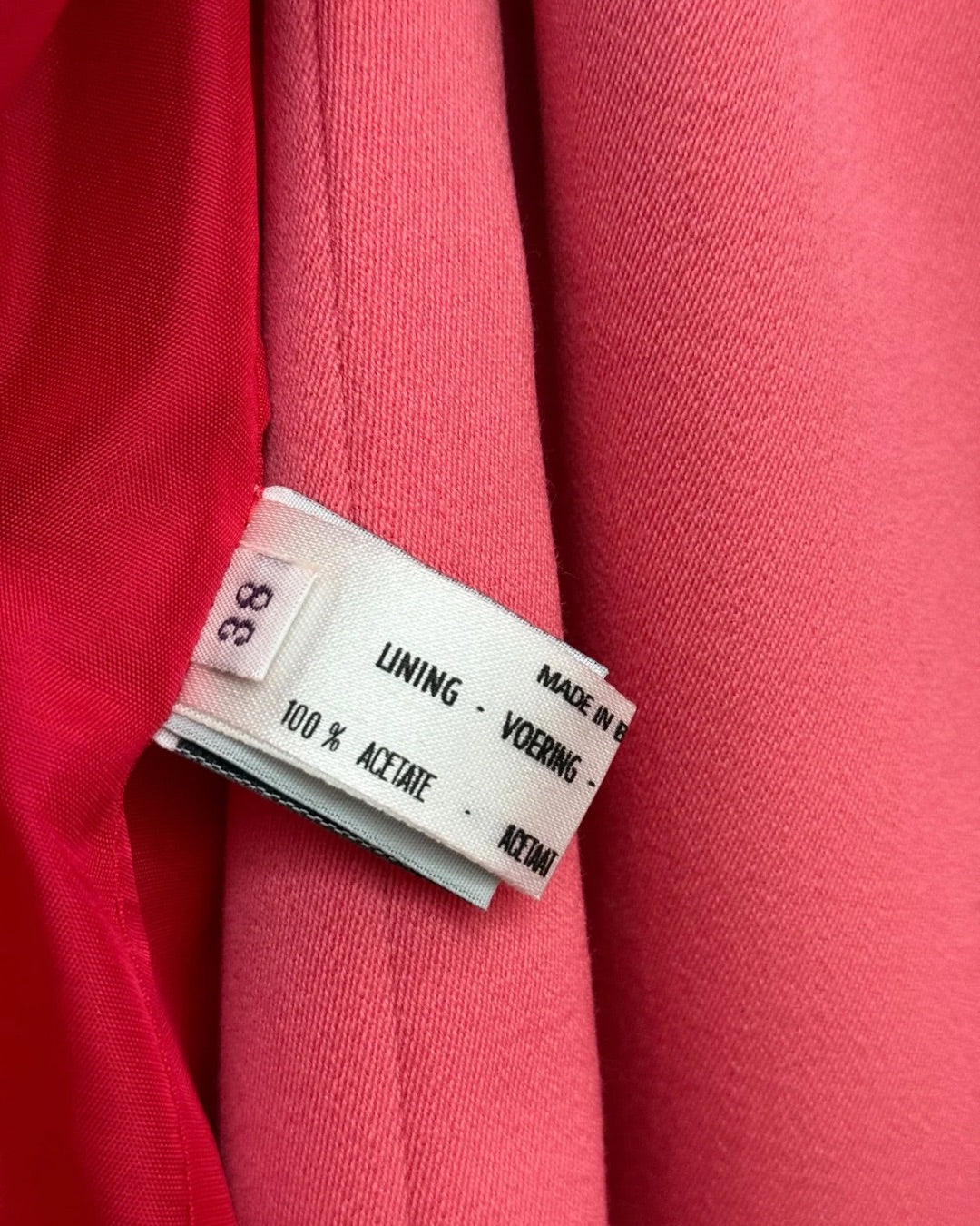 Vintage label composition label inside pink womens suit blazer