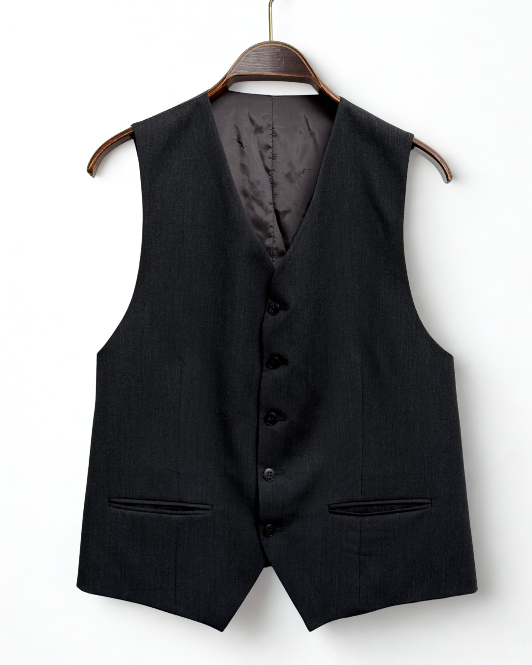 Yves Saint Laurent Wool Blazer and Gilet Set Anthracite Grey Size 50 Made in France