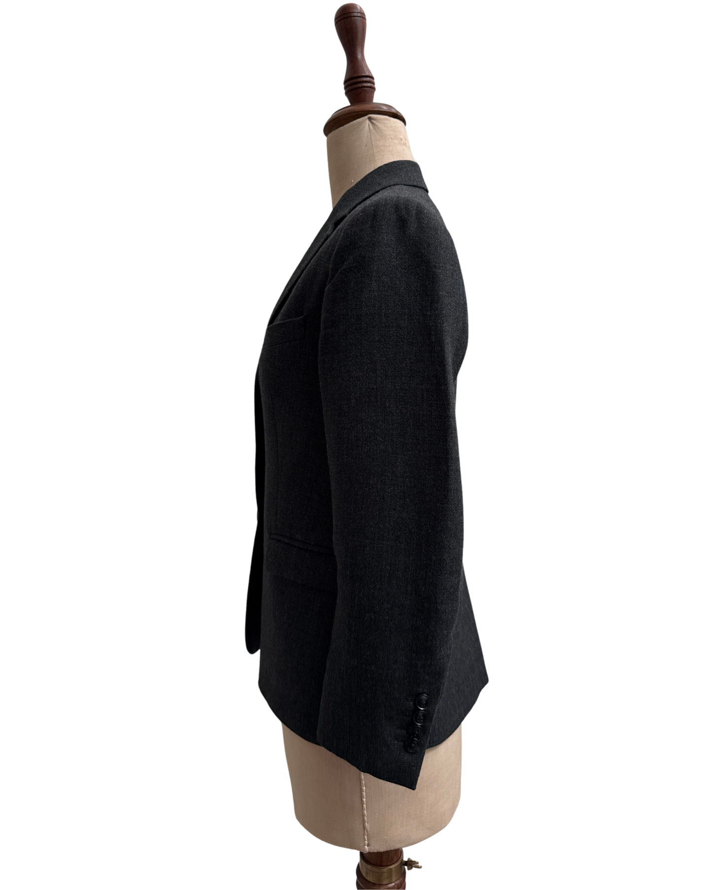 Dries Van Noten Dark Grey Wool Blazer 3 Button Tailored Jacket Size 40