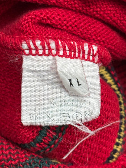 Pierre Cardin Paris Red Jacquard Knit Sweater with Vertical Stripes, IT 54, Men