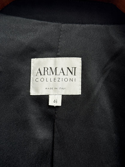 Armani Collezioni Black Shawl Collar Cropped Blazer size 46 IT 2004