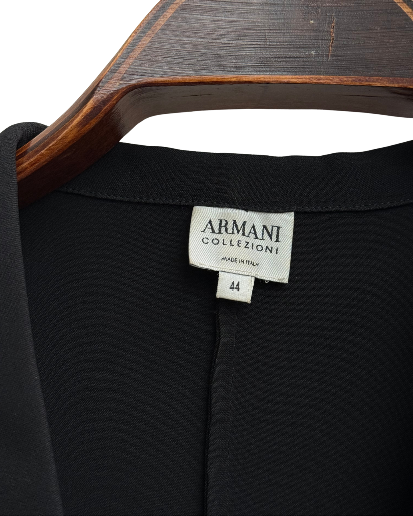 Armani Collezioni Black Acetate and Silk Blouse with Bell Cuffs Women IT 44