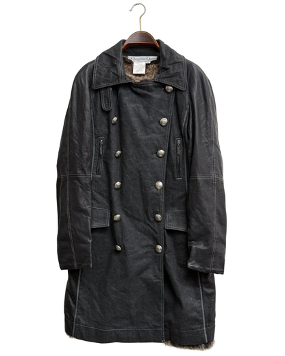 Christian Dior by John Galliano A/W 2006 Denim and Lambskin Coat with Rabbit Lining size 42