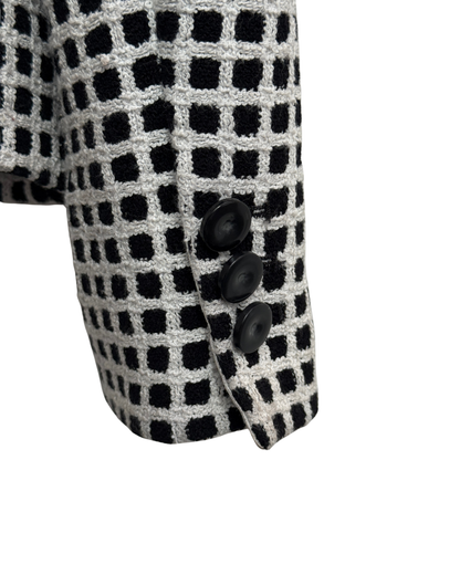 Armani Collezioni Black and White Check Bouclé Blazer size 50 IT 2015