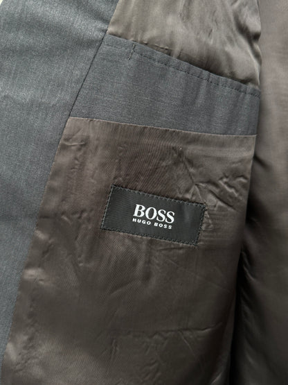Hugo Boss Al Capone Double Breasted Blazer Charcoal Grey Cerruti 1881 Metallizzato Wool Vintage Size 52