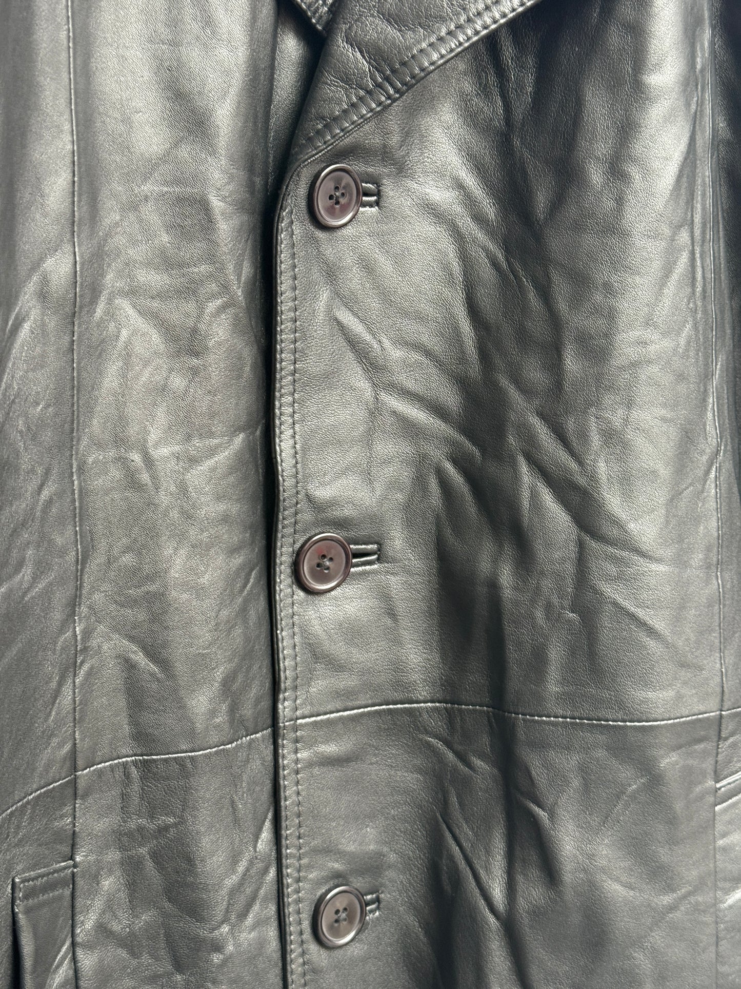 Studio ID Black Lamb Leather Long Coat XL