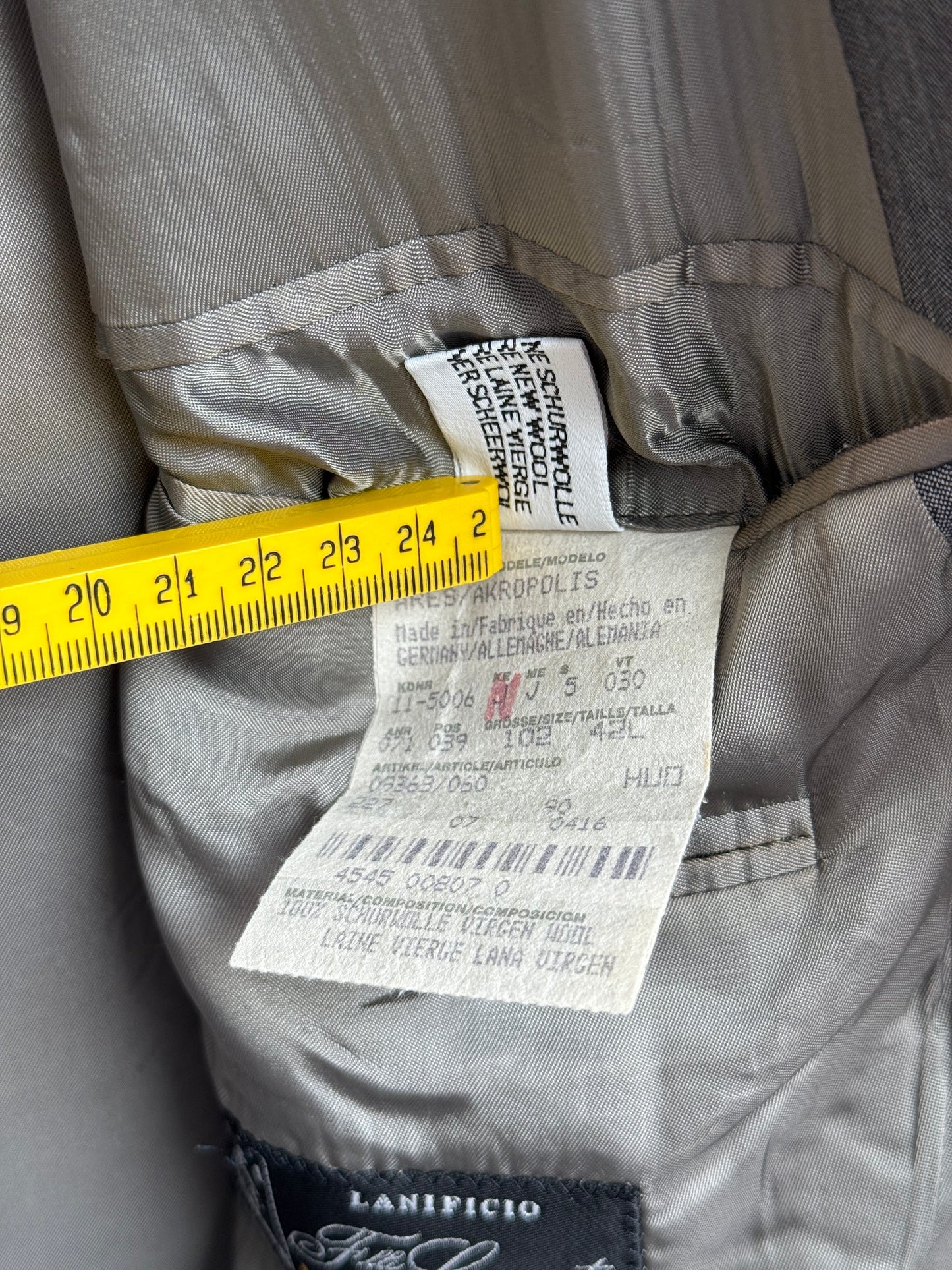 Hugo Boss Ares Akropolis Double Breasted Blazer Charcoal Grey Cerruti 1881 Metallizzato Wool Vintage Size 52