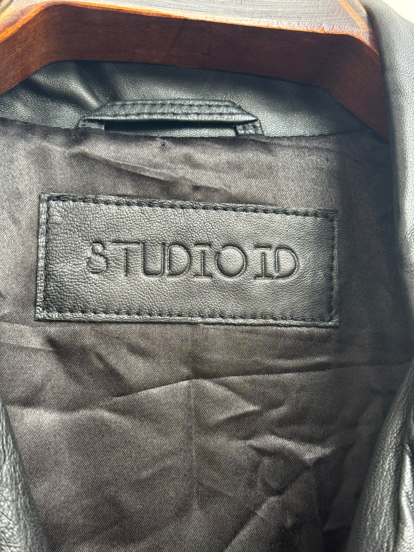 Studio ID Black Lamb Leather Long Coat XL