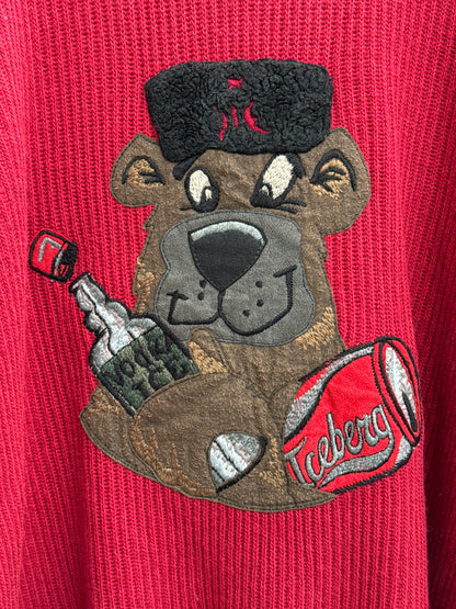 Iceberg Vintage 90s Soviet Bear Wool Jumper by Jean-Charles de Castelbajac Size XL