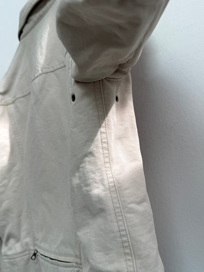 Armani Jeans Padded Cotton Trucker Jacket Cream Beige Made in Italy Size 44 IT