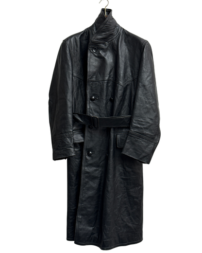 Verha Amsterdam Vintage Leather Trench Coat Black 1950s Size L