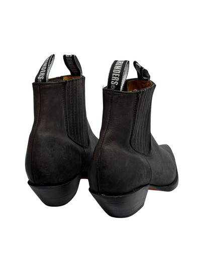 Grinders Dark Brown Leather Western Ankle Boots with Pointed Toe, 46 Men