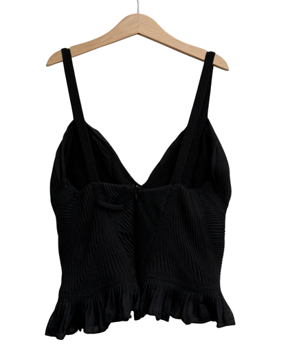 Jean Paul Gaultier wool corset top, ruffled hem, ribbed knit, Maille line Size M