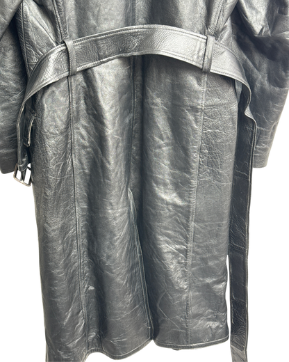 Verha Amsterdam Vintage Leather Trench Coat Black 1950s Size L