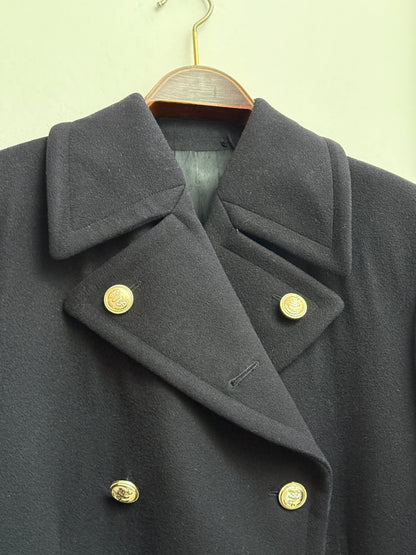 Koninklijke Marine vintage 1986 black wool double-breasted officers coat size L