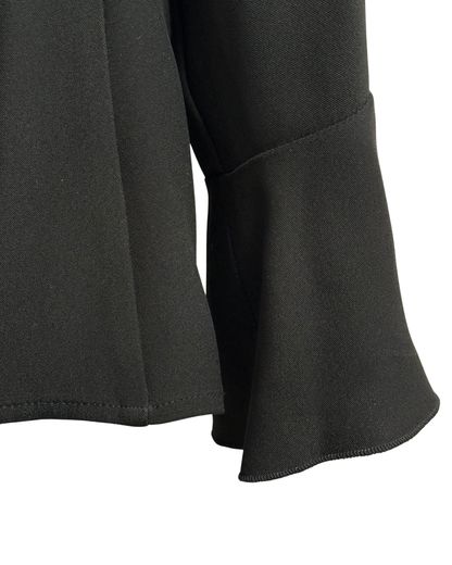 Armani Collezioni Black Acetate and Silk Blouse with Bell Cuffs Women IT 44