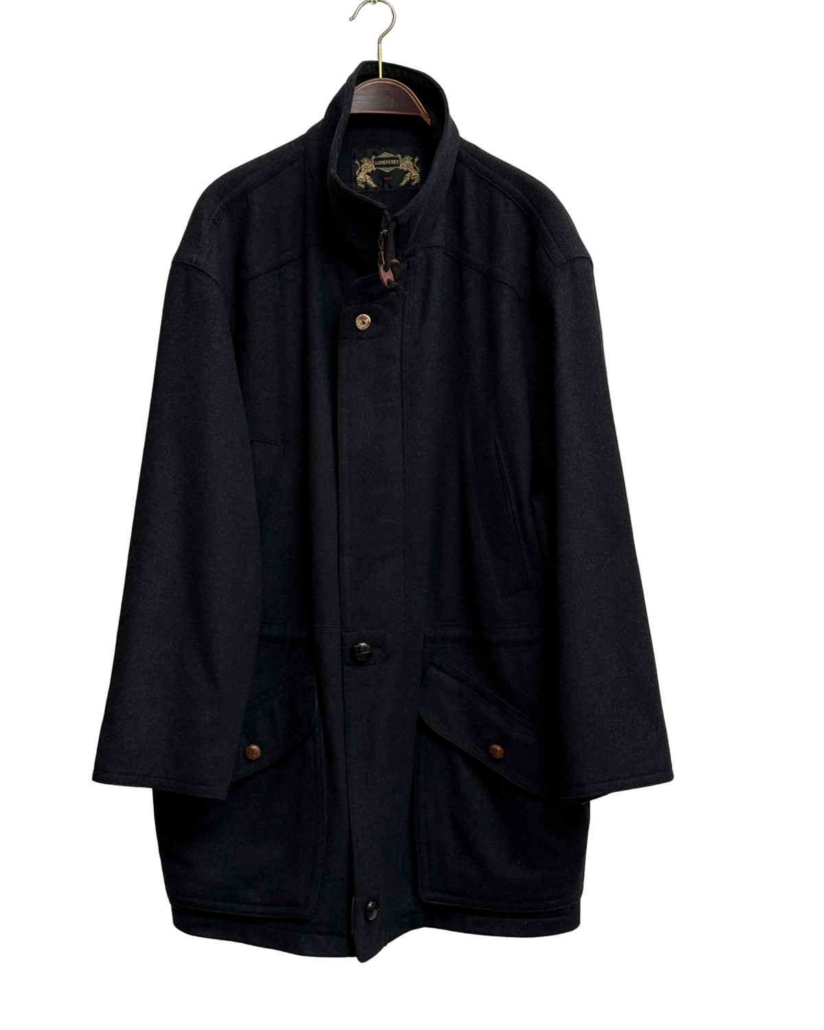 Vintage Lodenfrey Charcoal Wool and Cashmere Loden Coat, IT 52, Men