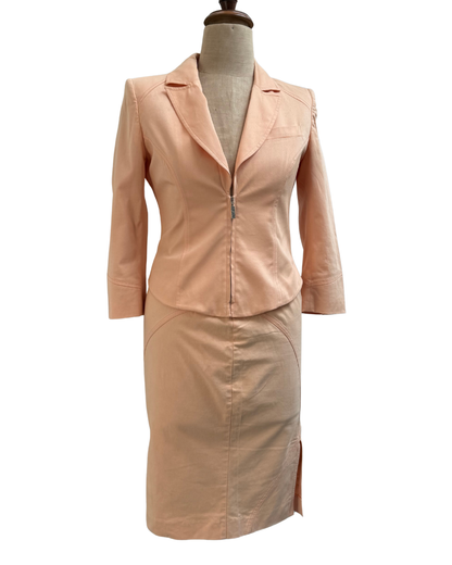 Only Thierry Mugler Peach Stretch Cotton Skirt Suit size 42
