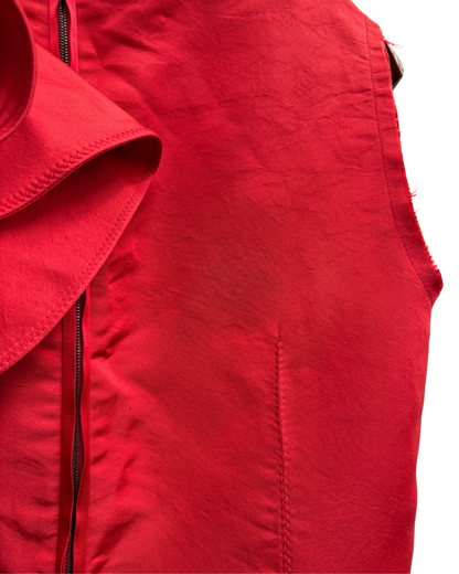 2010 ete Lanvin runway dress, red silk, asymmetric ruffle, 40 FR