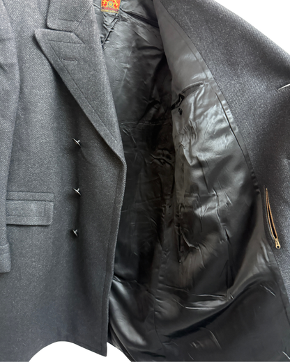 English Fashion Vintage 70s Wool Overcoat Men Size 50