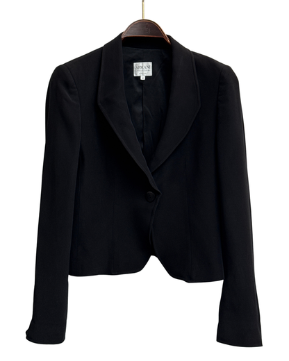 Armani Collezioni Black Shawl Collar Cropped Blazer size 46 IT 2004