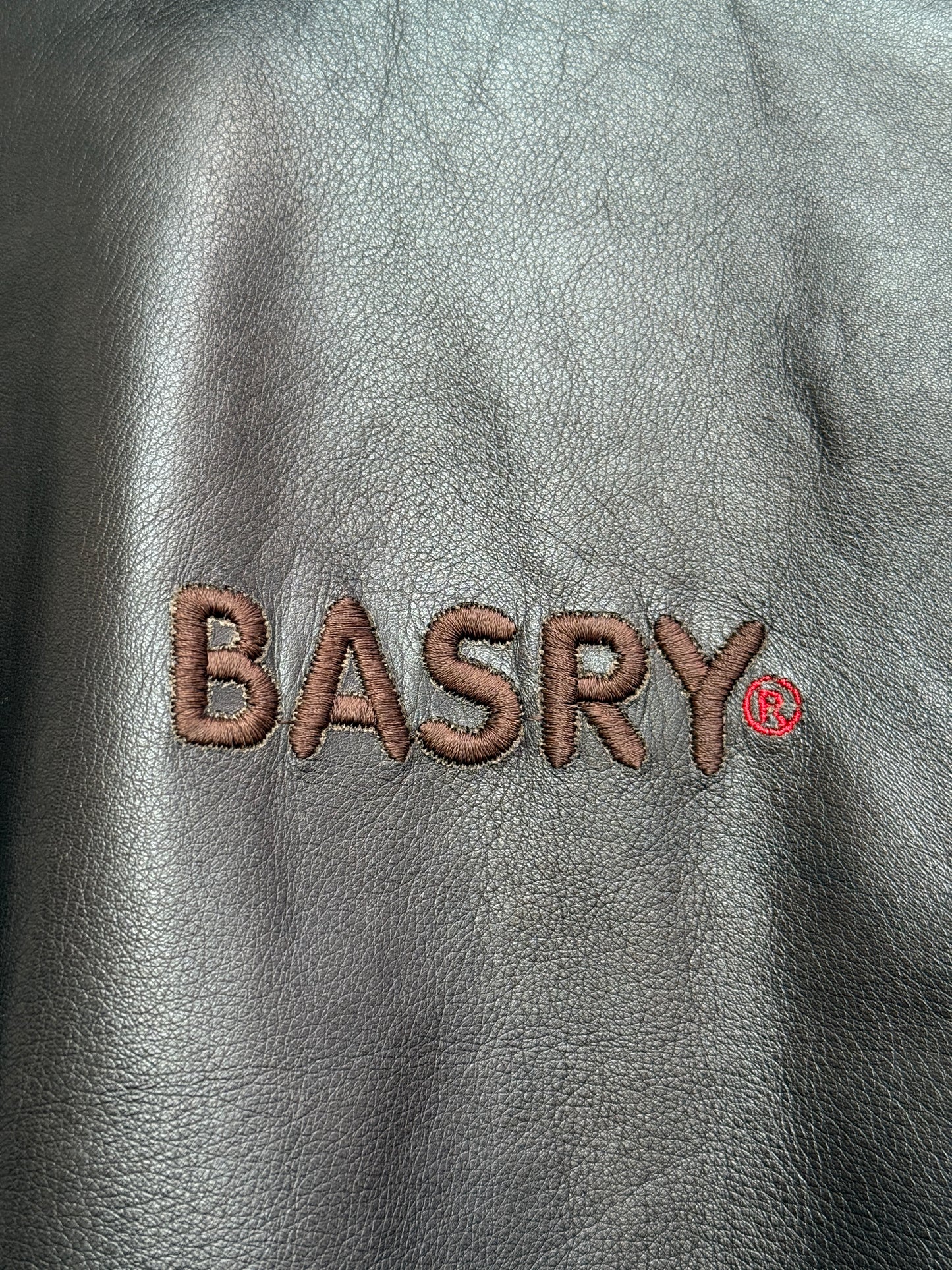 Basry Dark Brown Leather Aviator Bomber Jacket, Men's Size M