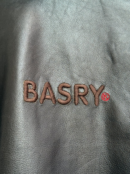Basry Dark Brown Leather Aviator Bomber Jacket, Men's Size M