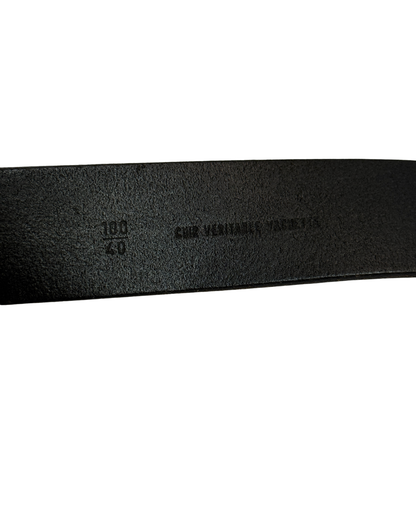 Jean Paul Gaultier vintage black leather belt with silver buckle size 100