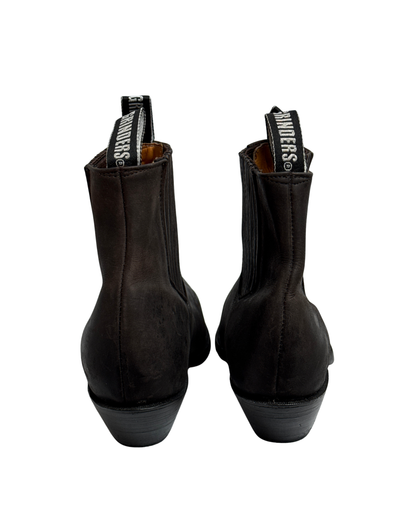 Grinders Dark Brown Leather Western Ankle Boots with Pointed Toe, 46 Men