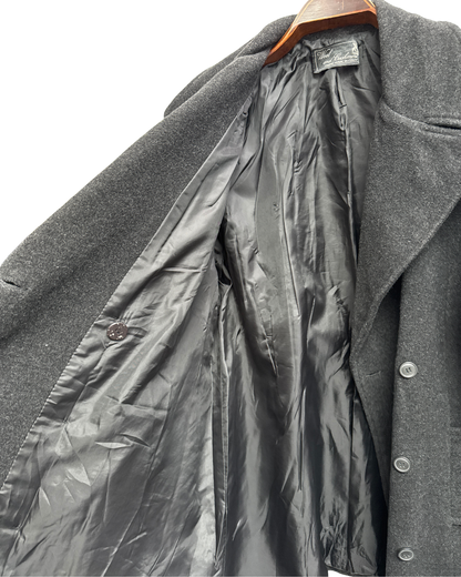 Vintage Italian Wool Blend Double Breasted Peacoat Charcoal L Men