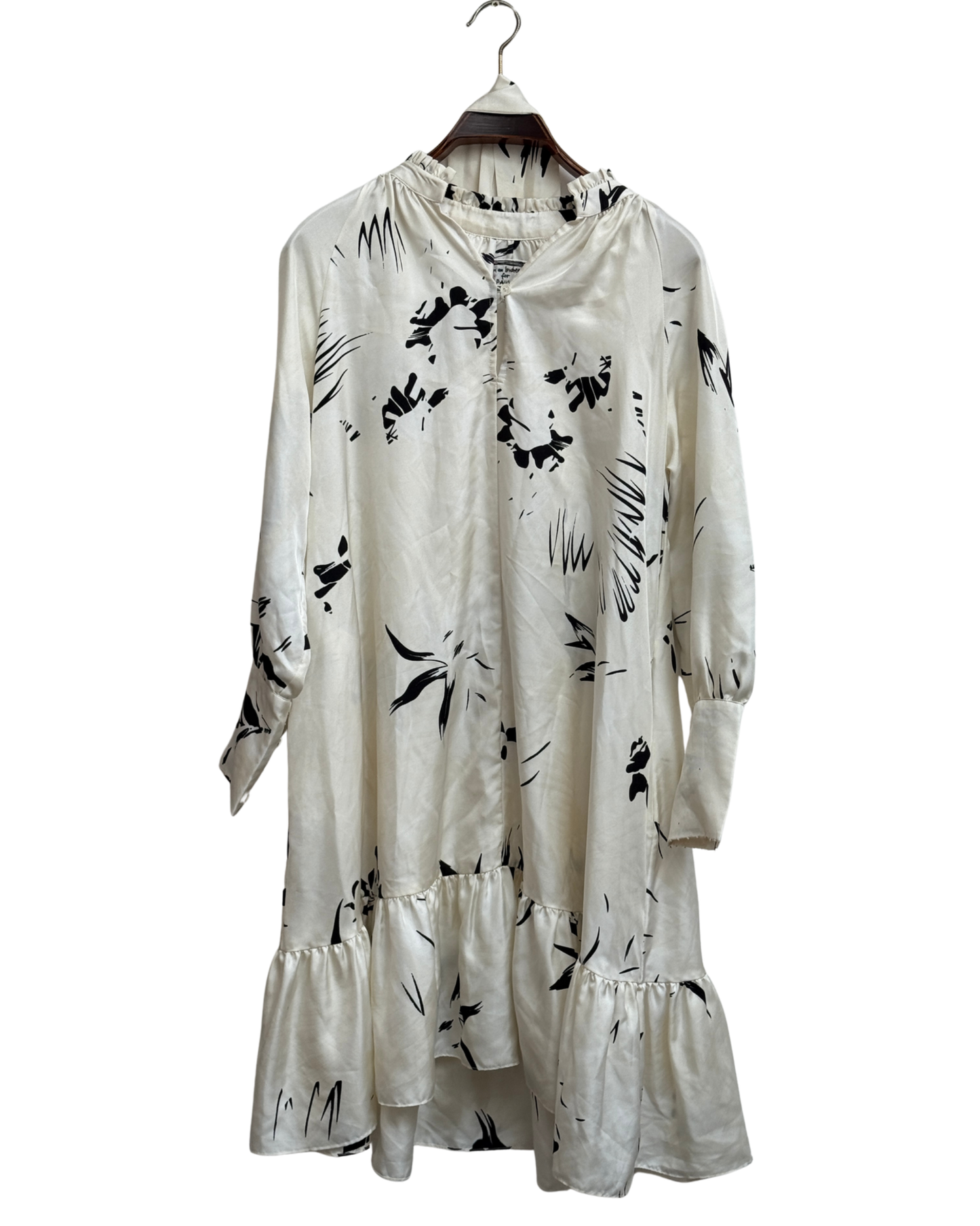 An An Londree x PAUW Exclusive Silk Midi Dress Ivory Black Floral Size S