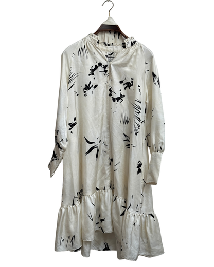 An An Londree x PAUW Exclusive Silk Midi Dress Ivory Black Floral Size S