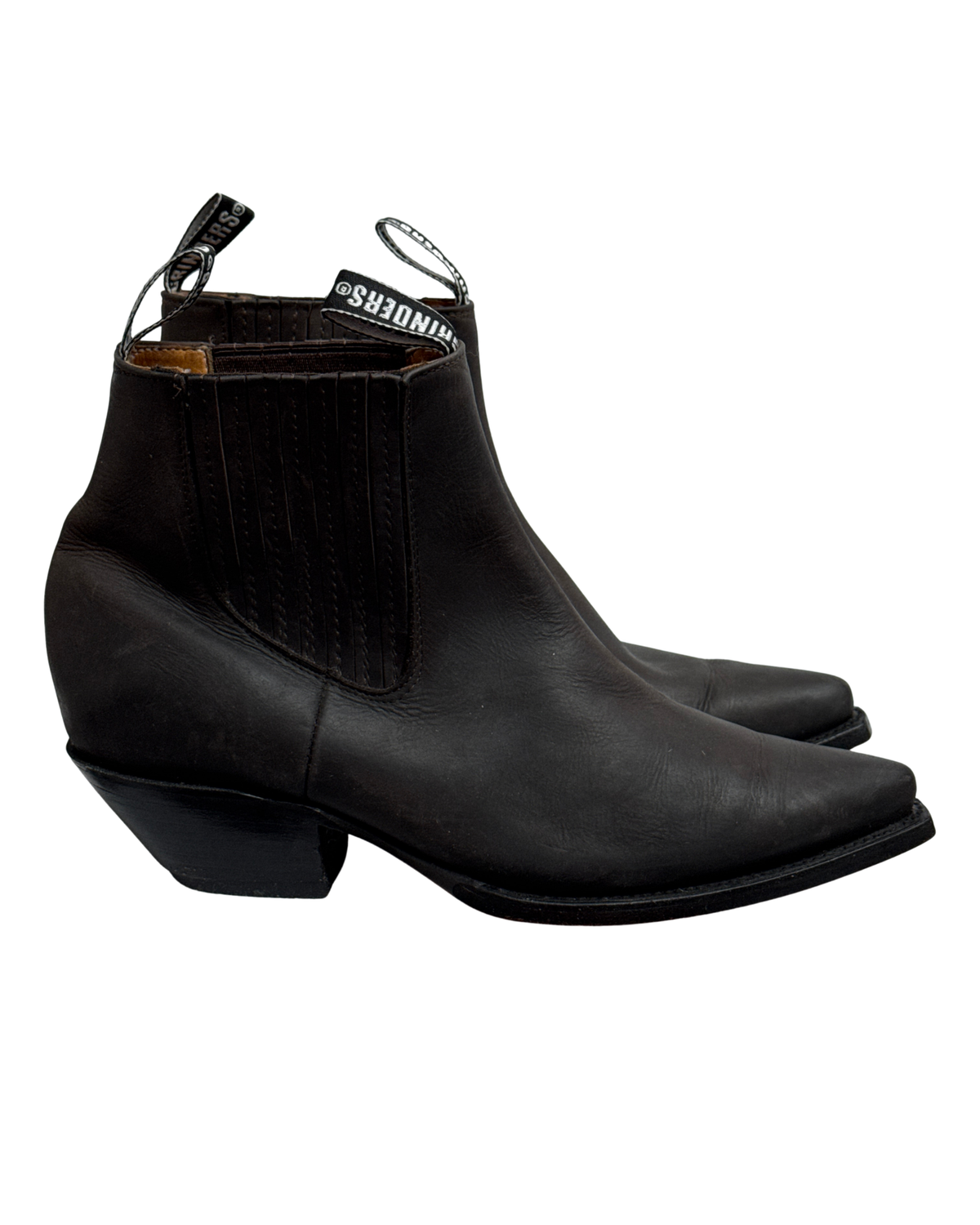 Grinders Dark Brown Leather Western Ankle Boots with Pointed Toe, 46 Men
