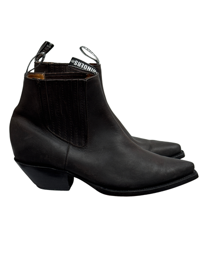 Grinders Dark Brown Leather Western Ankle Boots with Pointed Toe, 46 Men
