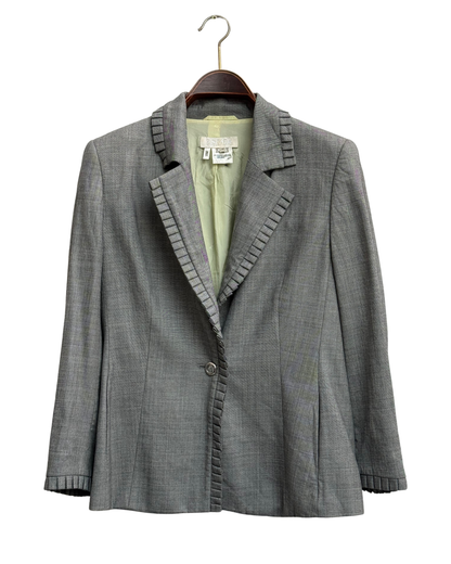 Escada by Margaretha Ley Vintage 90s Wool Blazer Pleated Trim 40 Women
