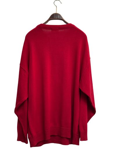 Pierre Cardin Paris Red Jacquard Knit Sweater with Vertical Stripes, IT 54, Men
