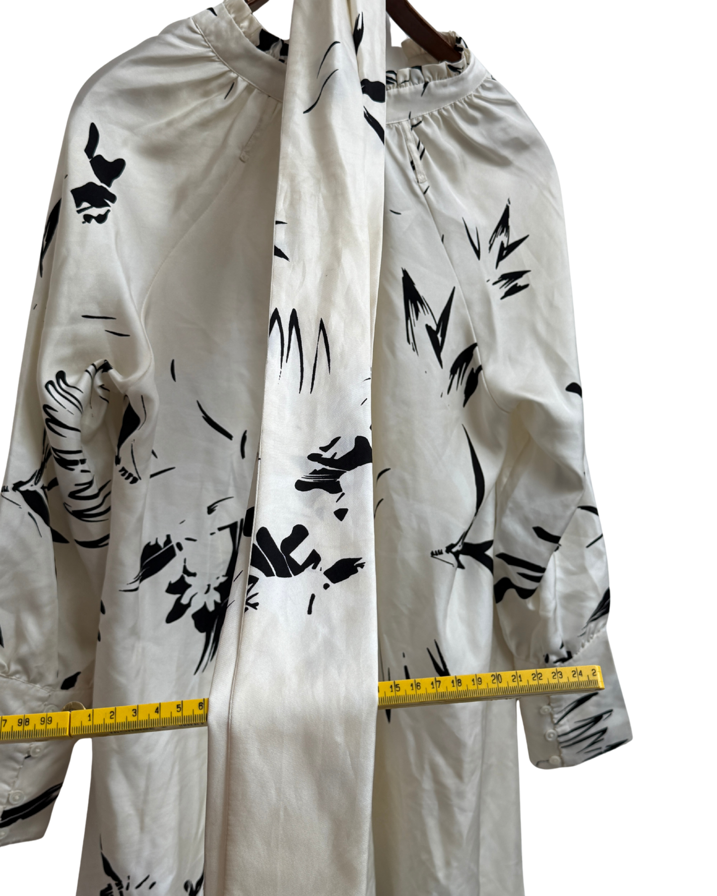 An An Londree x PAUW Exclusive Silk Midi Dress Ivory Black Floral Size S
