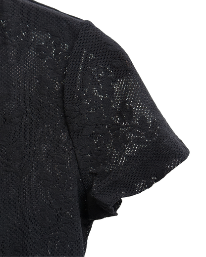 D&G Dolce & Gabbana vintage sheer black lace polo top 40 IT