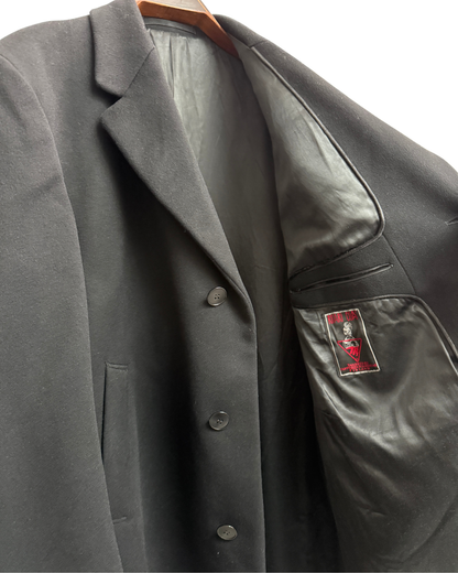 Vintage 80s Ritari Coat Black Pure Wool Long Overcoat, IT 54, Men