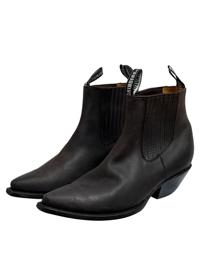 Grinders Dark Brown Leather Western Ankle Boots with Pointed Toe, 46 Men