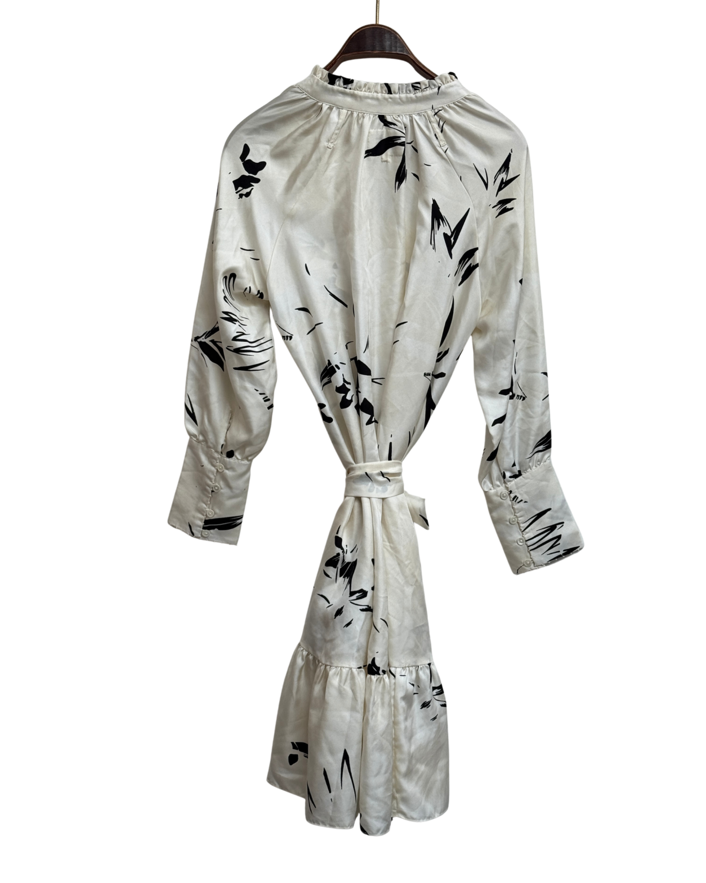 An An Londree x PAUW Exclusive Silk Midi Dress Ivory Black Floral Size S