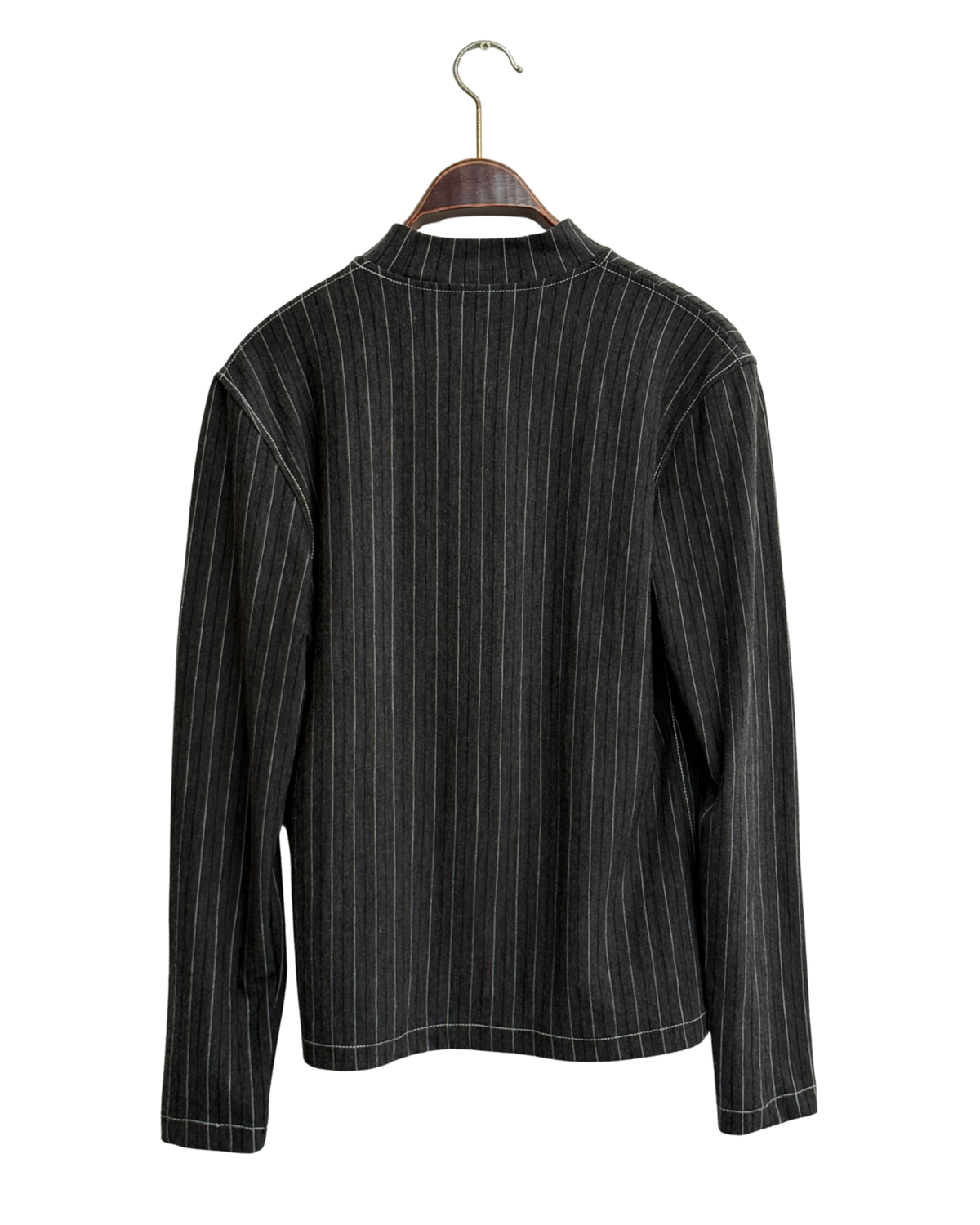 FW 92/93 Junior Gaultier pinstripe photograph-print top, size L
