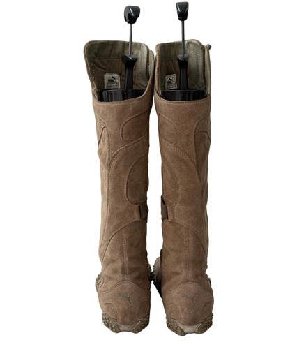 Puma Mostro Alto Knee-High Boots, Camel Suede, EU 41