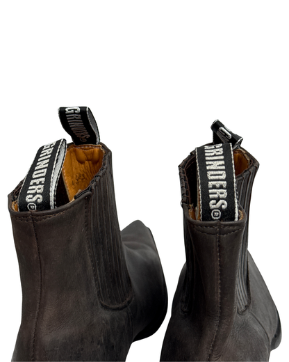 Grinders Dark Brown Leather Western Ankle Boots with Pointed Toe, 46 Men