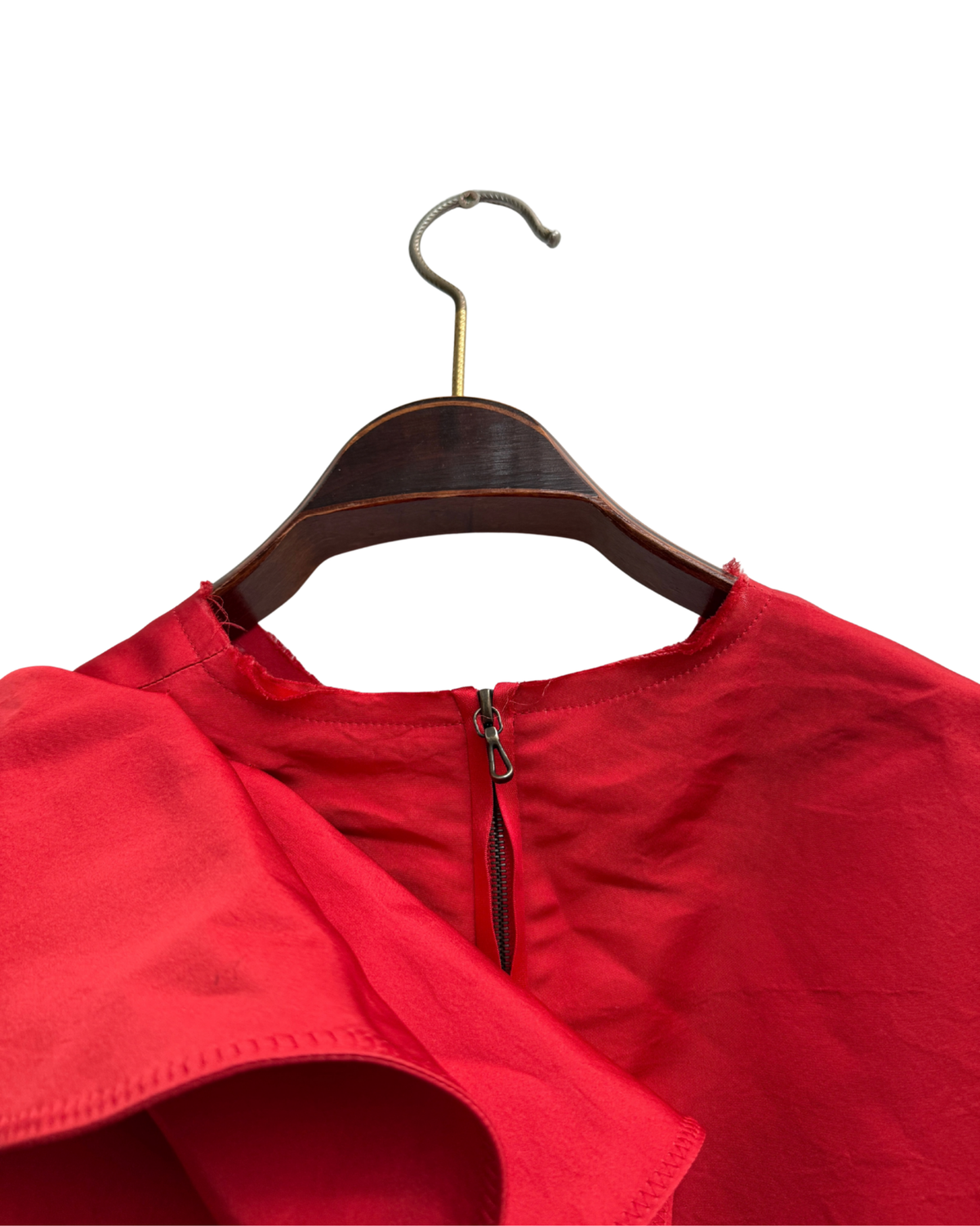 2010 ete Lanvin runway dress, red silk, asymmetric ruffle, 40 FR