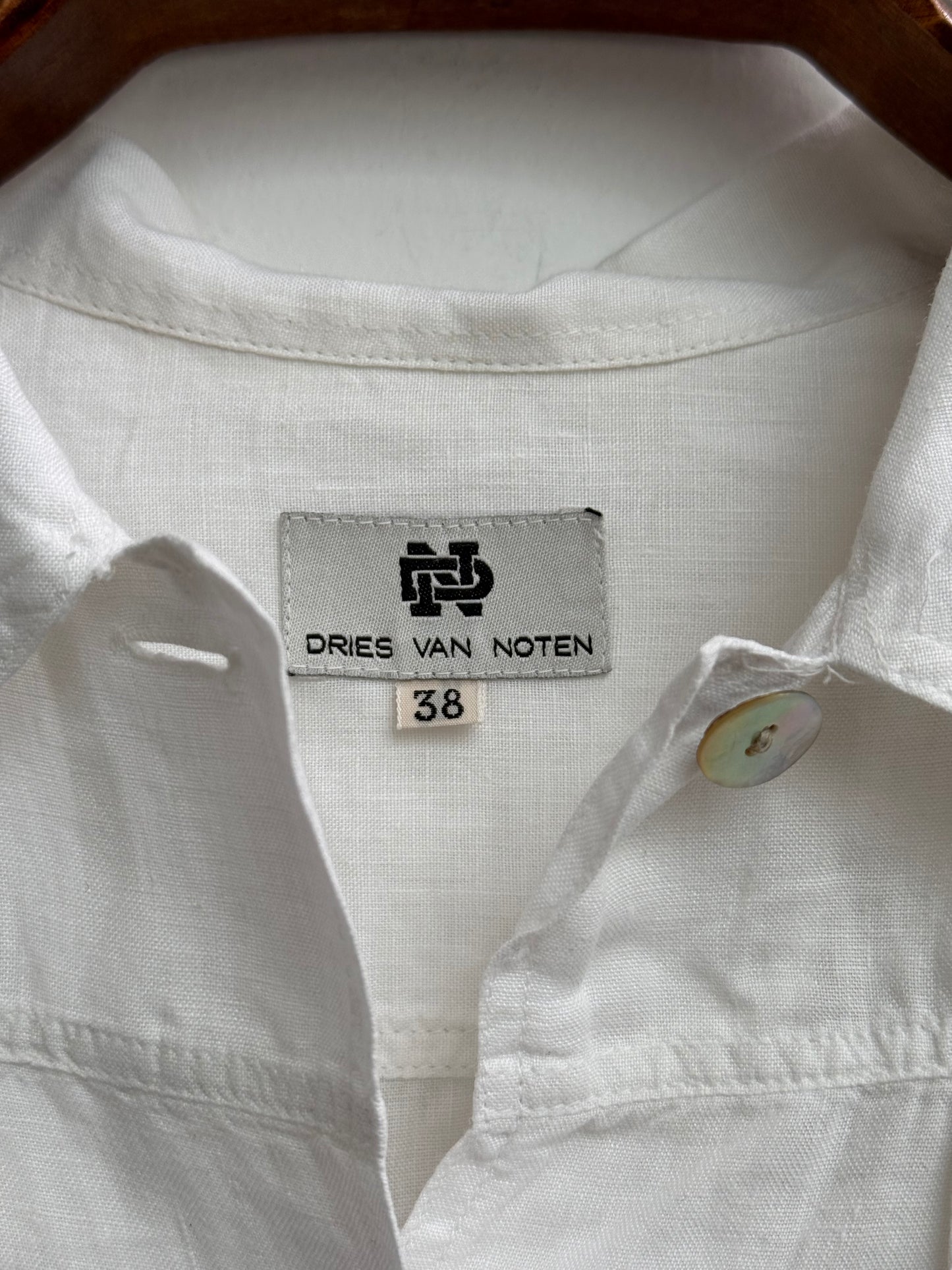 Dries Van Noten Vintage 90s White Linen Shirt Womens M