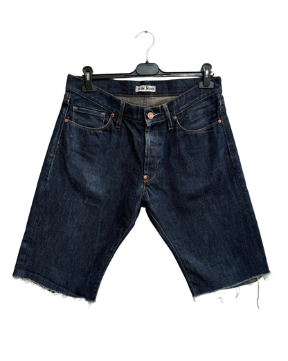 Acne Jeans MOC RAW Selvedge Denim Cut-Off Shorts Dark Indigo Size 32