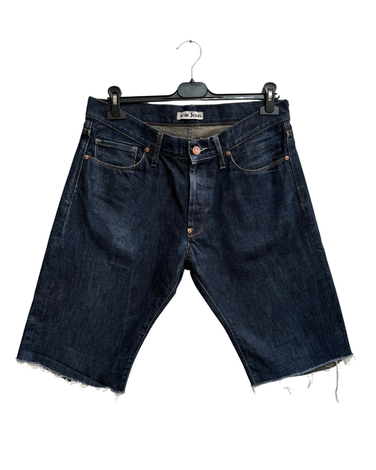 Acne Jeans MOC RAW Selvedge Denim Cut-Off Shorts Dark Indigo Size 32