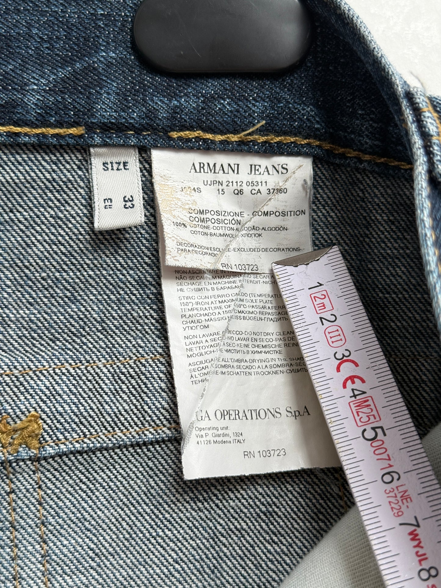 Armani Jeans AJ Distressed Straight Leg Denim Mens 33